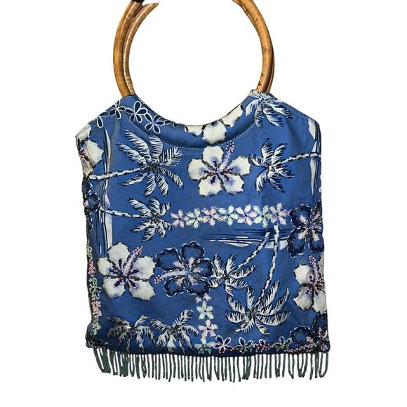 Title Unknown Handbags - Vintage blue Hawaiian beaded hand bag